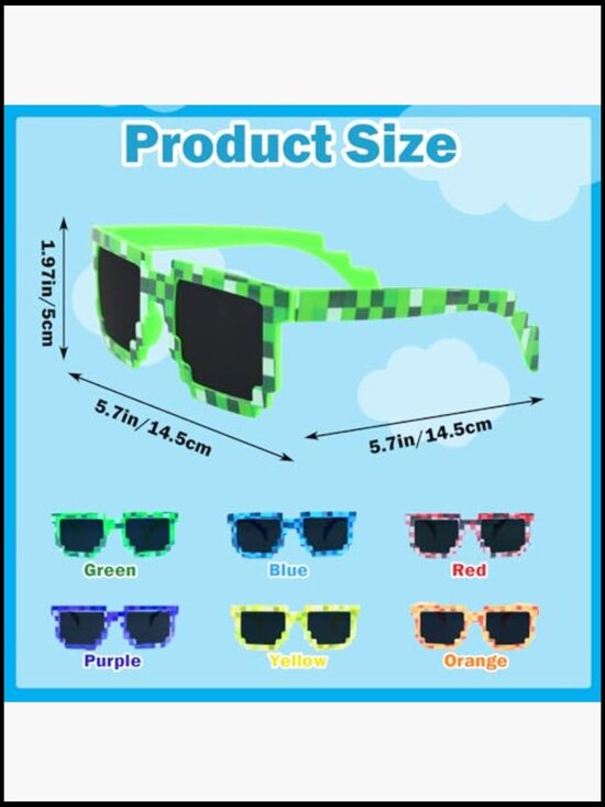 36 Pack Pixel Sunglasses Retro Gamer Eyewear Party Favors main image 6